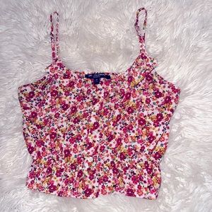 Crop floral spaghetti strap stretchy top